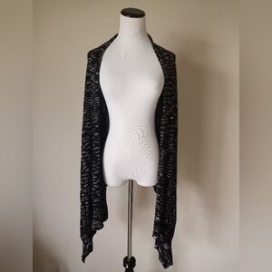 BCBGMaxAzria Black Cardigan with White Stripe Speckle